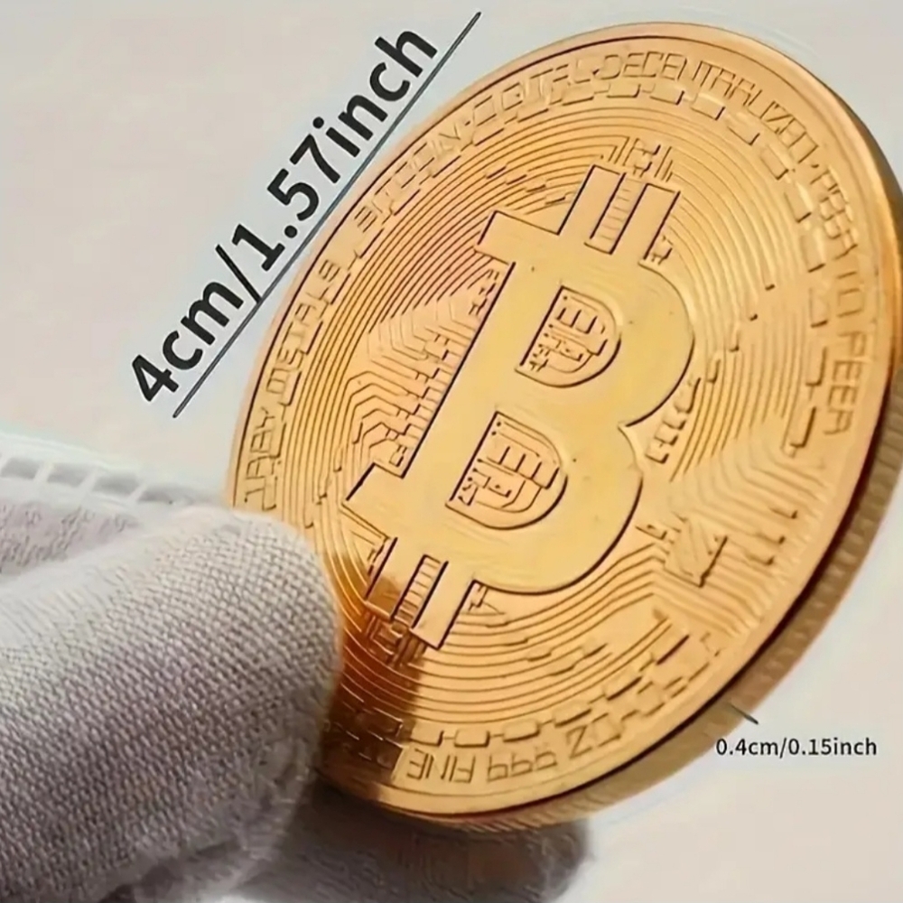 Gold Simulated Bitcoin Collectible Coin - Picture 3 of 3